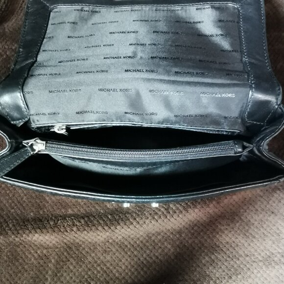 Black/Silver Sloan Quilted & Grommeted Lamb Organizer Crossbody #248 - Picture 6 of 16